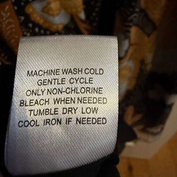 Daniel Rainn M Floral Long Sleeve Mini Dress Black Gold Boho Sheer Whimseygoth - Picture 6 of 8